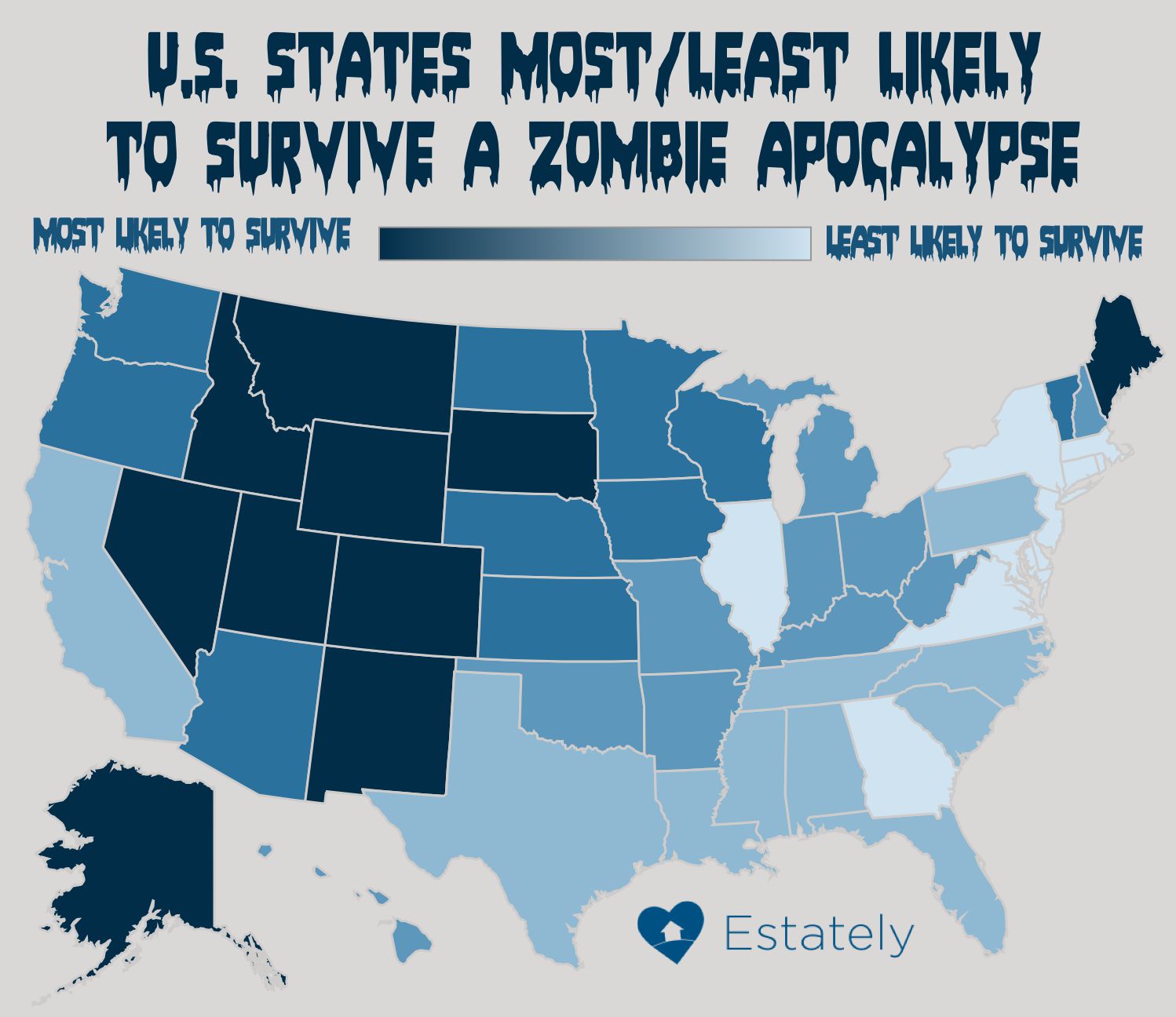 To survive a zombie apocalypse, you should avoid these states